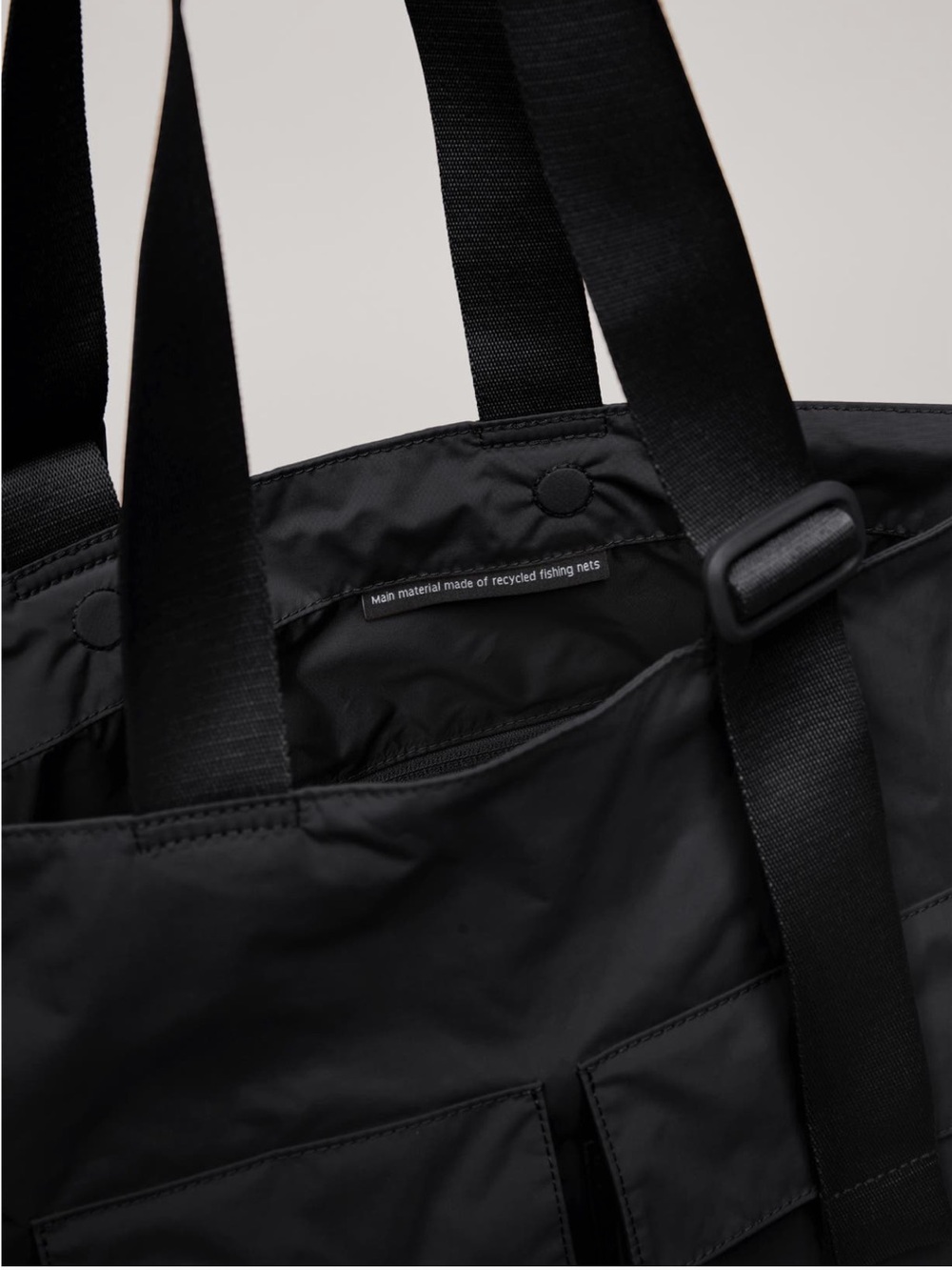 Everyday Black Nylon Tote with Adjustable Straps
